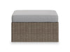 Naples Large Outdoor Patio Ottoman - Hand-Woven Resin Wicker, UV & Weather Resistant - Natural/Grey