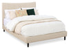 Paseo Platform Bed in Taupe Vegan-Leather Fabric - Queen Size