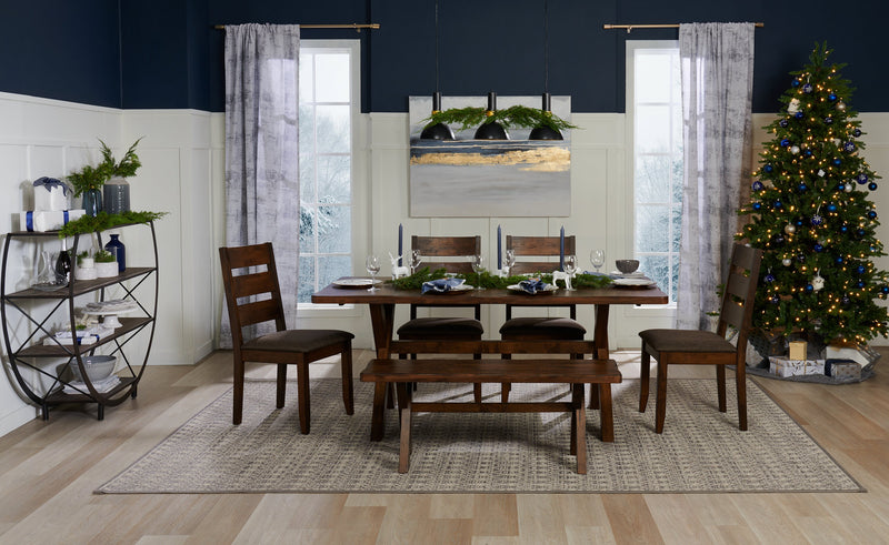Plum Dining Table, Wood, Live-Edge Look, 70.75\"W- Nutmeg Brown