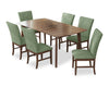 Rain 7pc Dining Set with Table & 6 Green Chairs, 72\"W - Green/Brown
