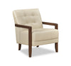 Enzo 26\" Genuine Leather Accent Chair with Biscuit Tufting, Track Arms and Wood Legs - Beige