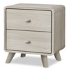 Cami Bedside 2-Drawer Nightstand, Mid-Century Modern, 17\"W x 24.8\"H - Grey Oak