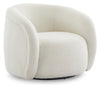 Solo 31.1\" Sherpa Fabric Curved Accent Chair - Ice Cream