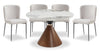 Alwin 5pc Dining Set with Table & 4 Chairs, Sintered Stone Top, Metal, 47.25\"W Round - Brown/Grey