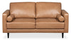 Edge 70\" Genuine Leather Loveseat with Wood Legs and Removable Back Cushions - Brown