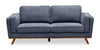 Kort & Co. Kassia 80\" Linen-Look Fabric Condo Size Sofa with Wood Base and Legs - Blue