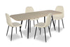 Joss 5pc Dining Set with Table & 4 Chairs - 63-86.5\"W Butterfly Extension, Metal - Natural/White