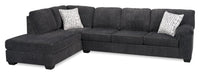Made in Canada Morgan 2-Piece Left-Facing Chenille Fabric Sofa Bed Sectional with Accent Pillows - Grey