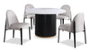 Kort & Co. Capri 5pc Dining Set with Table & 4 Vegan Leather Chairs, Pedestal Base, 47\"W Round - Taupe
