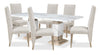 Vega 7pc Dining Set with Table & 6 Chairs, Marble Look, Pedestal Base, 82\"W - Natural & White