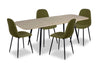 Joss 5pc Dining Set with Table & 4 Chairs - 63-86.5\"W Butterfly Extension, Metal - Natural/Green