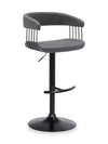 Java Barstool with Swivel & Adjustable Seat, Vegan Leather Fabric, 24.5-33\"H, Metal - Grey