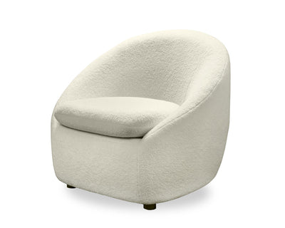Lola 28.7" Chenille Boucle Fabric Curved Accent Chair with Removable Seat Cushion - White | Fauteuil d’appoint courbé Lola de 28,7 po en tissu de chenille bouclé avec coussin de siège amovible - blanc