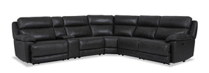 Sorrento 6-Piece Genuine Leather Reclining Sectional - Black