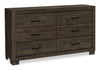Ethan Bedroom 6-Drawer Dresser, 59\"W x 34\"H - Rustic Brown