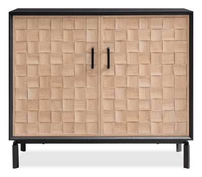 Alenna 36" 2-Door Accent Cabinet - Black with Weathered White Doors | Armoire décorative Alenna de 36 po à 2 portes - noire avec portes blanc vieilli | ALESBACC