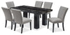 Burk 7pc Dining Set with Table & 6 Chairs, Resin Marble-Look Top, 72\"W - Black/Grey