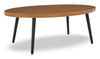 Tofino Outdoor Patio Oval Coffee Table - 22\"W, Aluminum, UV & Weather Resistant - Brown/Black