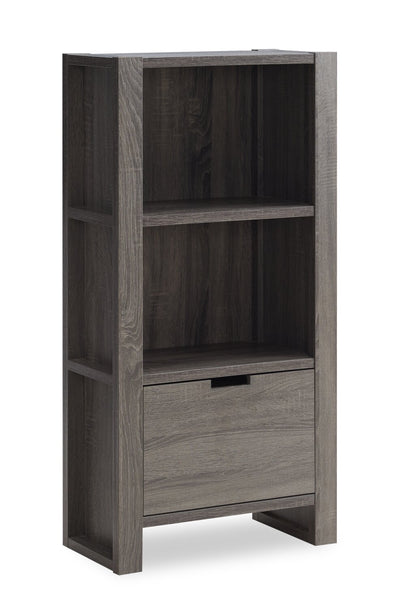 Oscar Owen 22.5" 2-Shelf Bookcase with File Drawer - Grey|Bibliothèque Oscar Owen de 22,5 po à deux tablettes avec tiroir classeur - grise