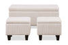 Marlow 19.5” 3-Pack Storage Ottomans – Beige