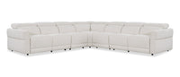 Cindy Crawford Home Aspen 5-Piece Power Reclining Sectional with Adjustable Headrests and USB Port - Alabaster