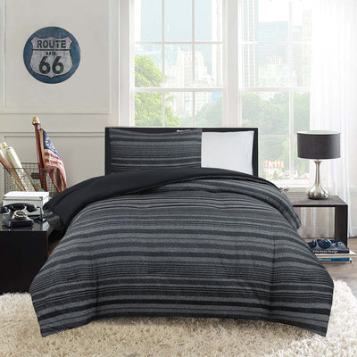 Windsor 2-Piece Twin Comforter Set - Black and Grey | Ensemble d’édredon Windsor 2 pièces pour lit simple - noir et gris