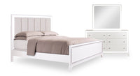 Halo 5pc Bedroom Set with Bed, Dresser & Mirror, LED, Glam, White - Queen Size