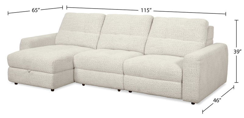 Scott Living Elevate Modular 3-Piece Left-Facing Chenille Fabric Power Sliding Sectional - Beige
