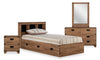 Driftwood Mates Bed 6pc Set with Storage Headboard, Dresser, Mirror & Nightstand, Brown - Twin Size