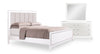 Halo 5pc Bedroom Set with Bed, Dresser & Mirror, LED, Glam, White - King Size