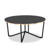 Xander 36\" Modern Round Glass Top Coffee Table - Black and Gold with Metal Legs