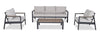 Tuscany 4-Piece Outdoor Patio Set with Sofa, 2 Chairs & Coffee Table - Metal, UV & Weather Resistant - Beige/Black