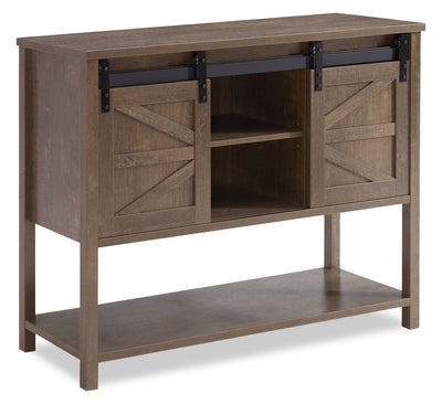 Corbin 47.25" Accent Cabinet with Sliding Barn Doors - Walnut Oak | Armoire décorative Corbin de 47,25 po avec portes de grange coulissantes - chêne noyer