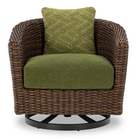 Tofino Outdoor Patio Swivel Chair - Resin Wicker, UV & Weather Resistant - Green/Brown/Black