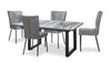 Ezra 5pc Dining Package with 63-79\"W Extension Table & 4 Chairs - Faux White Marble & Grey
