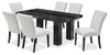Burk 7pc Dining Set with Table & 6 Chairs, Resin Marble-Look Top, 72\"W - Black/White