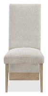 Vega Dining Chair with Polyester Fabric, Wood, Channeled Tufting - Natural