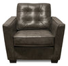 Clark 37\" Genuine Leather Accent Chair with Button Tufting – Charcoal