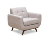 Kort & Co. Freeman 37\" Linen-Look Fabric Chair with Wood Legs and Tufted Back Cushion - Dove White