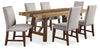 Boden 7pc Dining Set with Table & 6 Nailhead Trim Chairs, Trestle Base, 78\"W - Brown & Beige