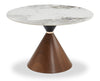 Alwin Dining Table with Sintered Stone Top, Hourglass Base with Gold Accent - 47.25\"W Round - Brown