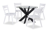 Remi 5pc Dining Set with Table & 4 Ladder-Back Chairs, Glass & Wood, 42