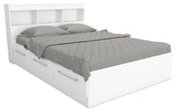 Riley Mates Bed with Bookcase Headboard Set for Kids,Made in Canada, White - Full Size