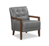 Enzo 26\" Genuine Leather Accent Chair with Biscuit Tufting, Track Arms and Wood Legs - Dark Grey