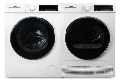 Danby 2.2 Cu. Ft. Compact Front-Load Washer with Steam and 4 Cu. Ft. Condensing Dryer - White | Laveuse à la vapeur à chargement frontal compacte 2,2 pi³ et sécheuse à condenseur 4 pi3 de Danby - blanches | DAFL022D