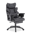 Tommy 28.7\" Faux Leather Adjustable Office Chair with Footrest and Adjustable Arms – Black