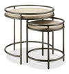 Saxon 24\" Modern Round Nesting End Tables - Natural and Vintage Nickel