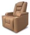 Rylen 35.4\" Faux Leather Power Reclining Chair with Power Headrest and Storage Armrests – Brown