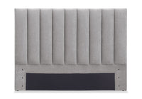Amos Upholstered Headboard in Grey Fabric, Channelled - King Size