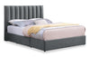 Amos Upholstered Storage Bed in Charcoal Fabric with Channelled Headboard & 3 Built-in Drawers - Full Size